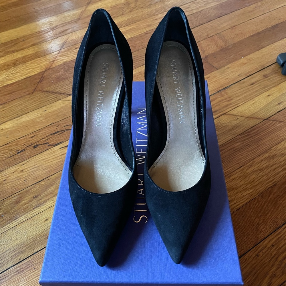 Stuart Weitzman black suede pumps